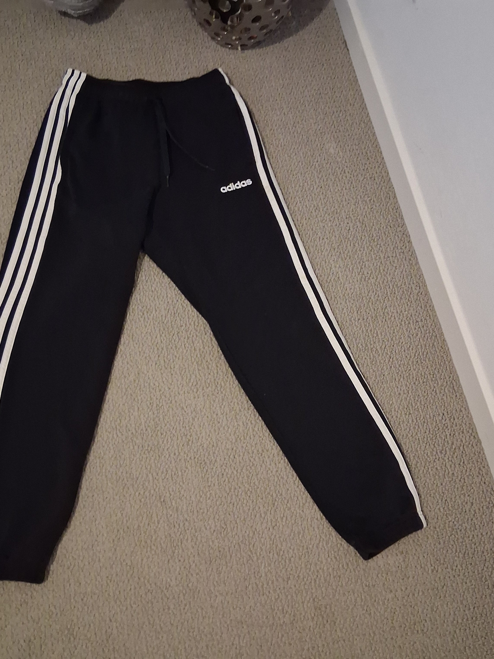 adidas Kids Black Track Pants with White Side Stripes